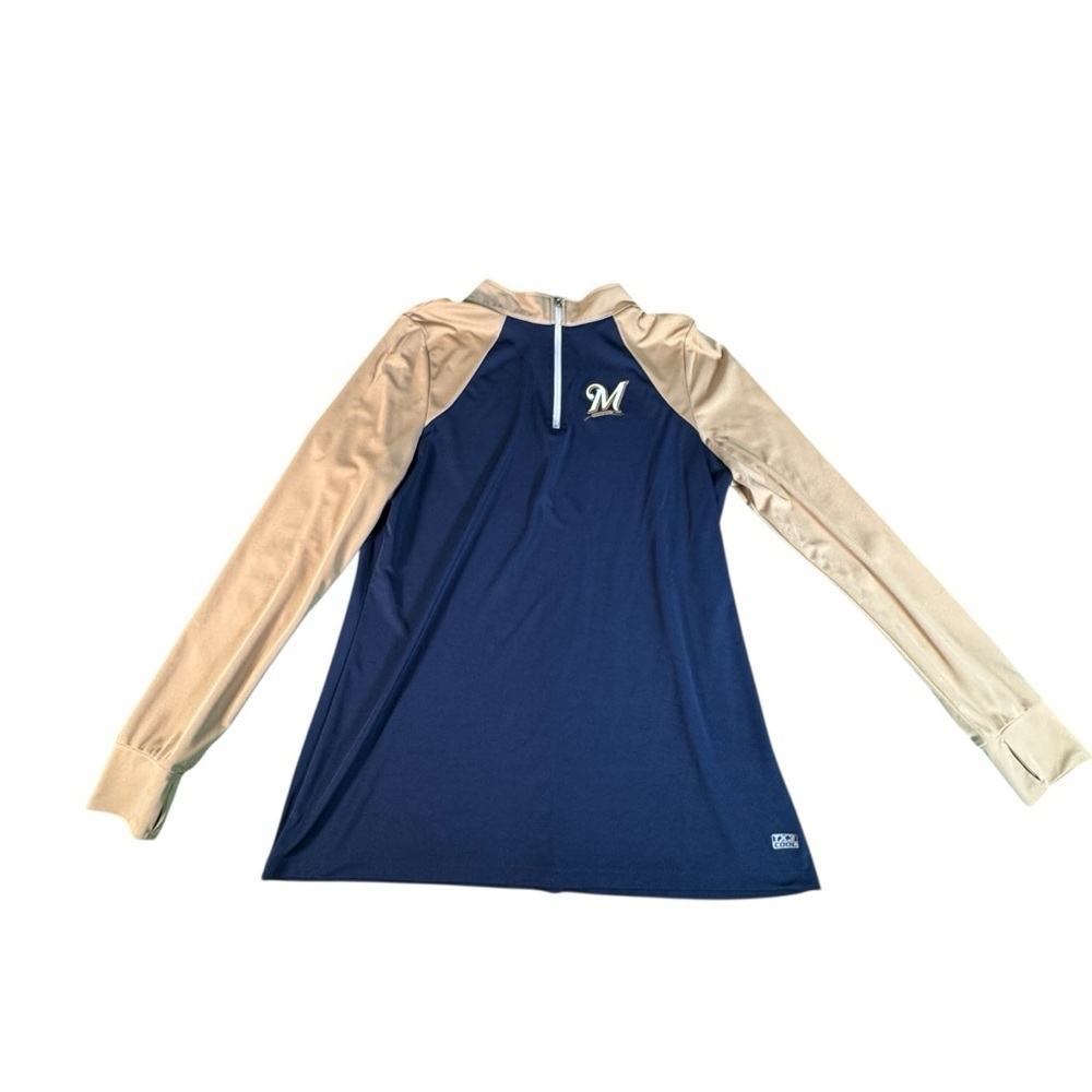 Milwaukee Brewers 1/4 Zip Pullover TX3 Cool Womens XXL Navy Gold MLB